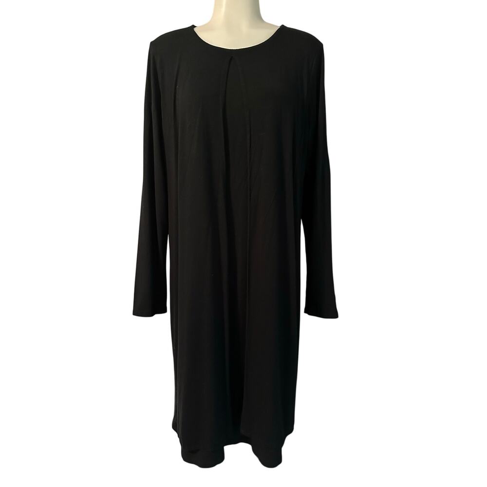 J. Jill Wearever Collection Back Pleat Dress Black Women’s Size Medium Stretch